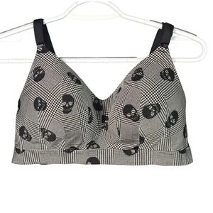 Torrid Curve 36D Skull Plaid Print Lightly Lined Wireless Comfort Bra Plus Size